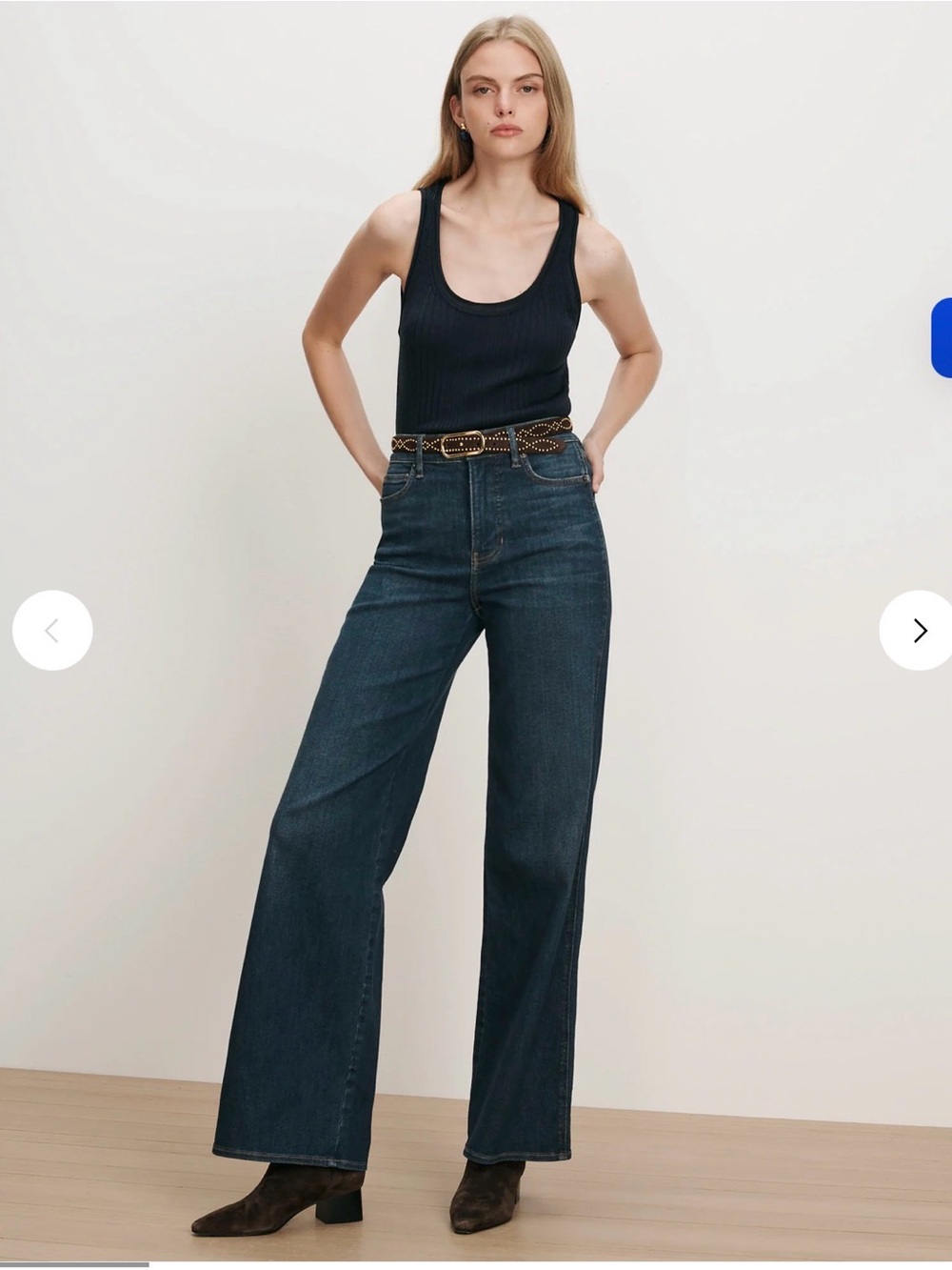 Veronica Beard Dark Blue High-Rise Wide Leg Jeans